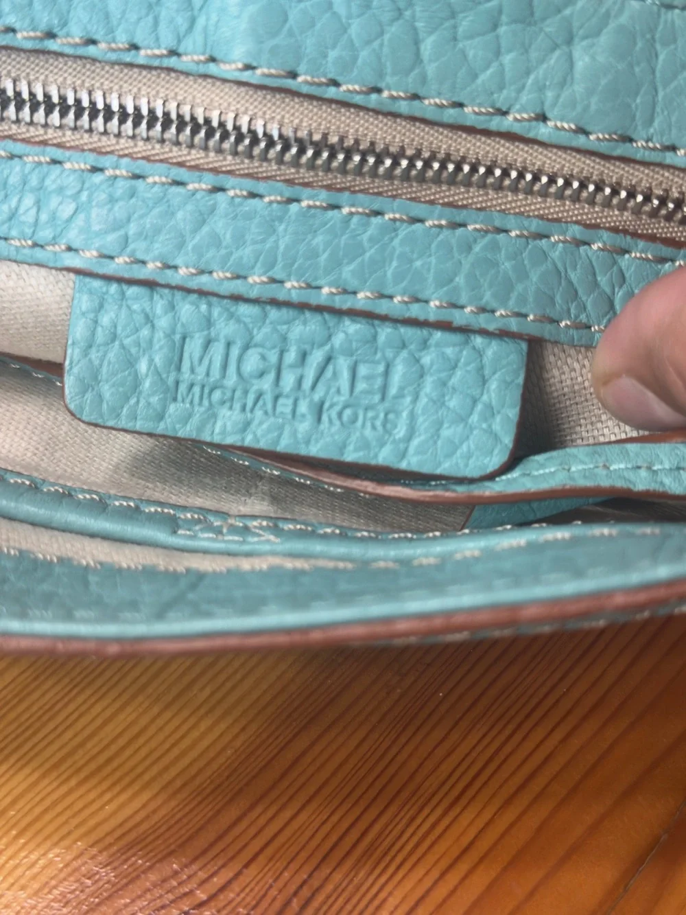 Michael Kors Teal Woven Shoulder Bag